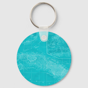 Blue Cuba Map Keychain