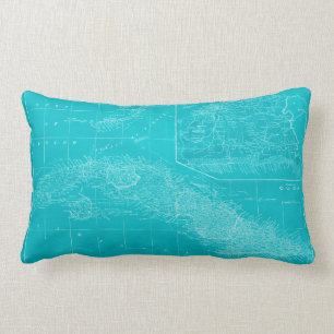 Blue Cuba Map Lumbar Pillow