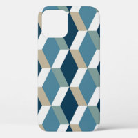 Blue Cubes: Geometric Seamless Pattern