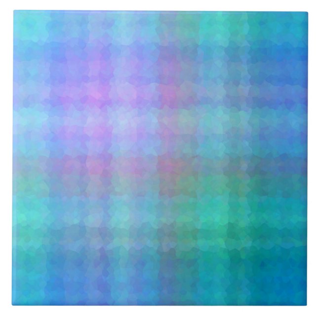 Blue Cubism Abstract Pattern Tile (Front)