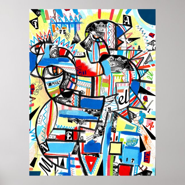 Blue cubism boy poster (Front)