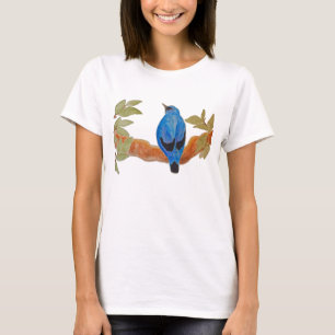 Blue Cuckooshrike Watercolor Bird T-Shirt
