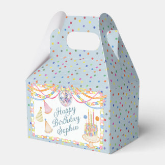 Blue Cue the Confetti Birthday Party Dessert Favor Box