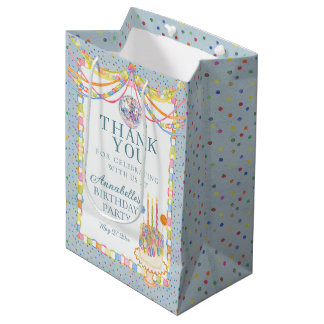 Blue Cue the Confetti Birthday Party Dessert Medium Gift Bag