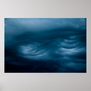 Blue cumulus clouds poster