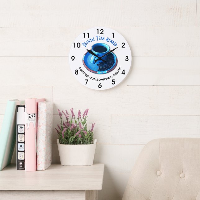 Blue Cup, Black Coffee, Saucer and Beans Large Clock (Reading Room)