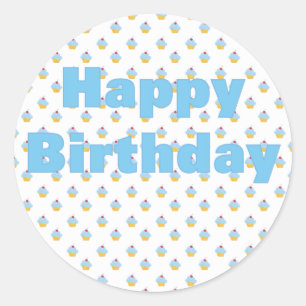 Blue Cupcake Birthday Sticker