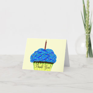 Blue Cupcake Birthday Thank You Cards