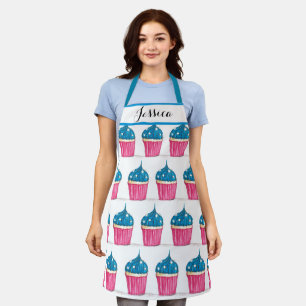 Blue Cupcake Food Dessert Cakes Baker Cute Adult Apron