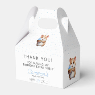 Blue cupcake hamster, nibble & giggle birthday favor box