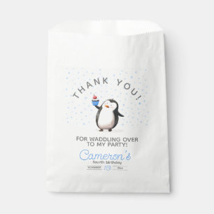 Blue cupcake penguin celebration boy's birthday favour bag