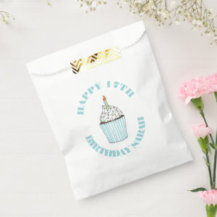Blue Cupcake Personalized Birthday Party Favour Bag