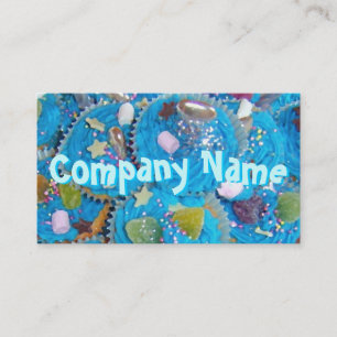 Blue Cupcakes texte avant carte de visite bleu