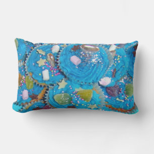 Blue Cupcakes throw pillow