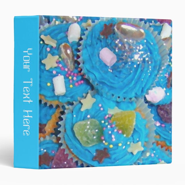 Blue Cupcakes 'Your Text' binder blue (Front/Spine)