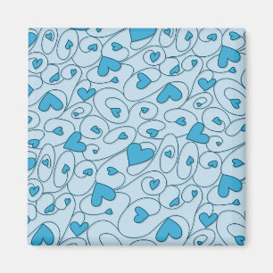 Blue curly hearts magnet