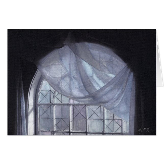 Blue Curtain in an Arched Window (Front Horizontal)