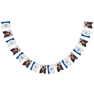 Blue Curved Frame Photo Graduation Bunting Flags