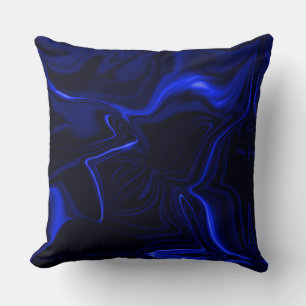 Blue curves in dark blue image. throw pillow