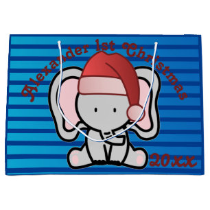 Blue Custom Baby Boy Name First Christmas 2022  Large Gift Bag