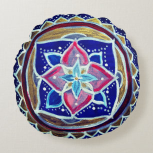 Blue Custom Brushed Polyester Round throw cushion