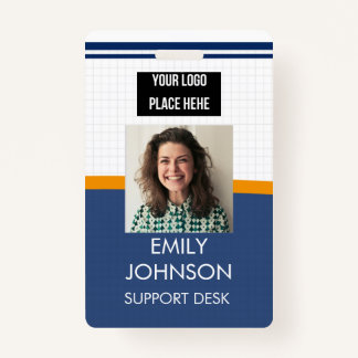 blue Custom Business Logo Employee Photo Badge