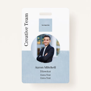 Blue Custom Company Modern Employee ID Badge