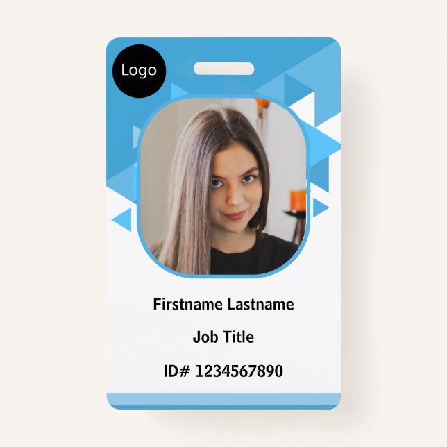 blue Custom Employee, Personalized your own id Badge (Front)