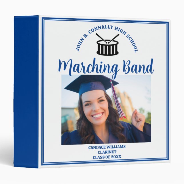 Blue Custom High School Band Photo Album Binder (Front/Spine)