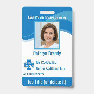 Blue custom Hospital Employee Security, logo Badge