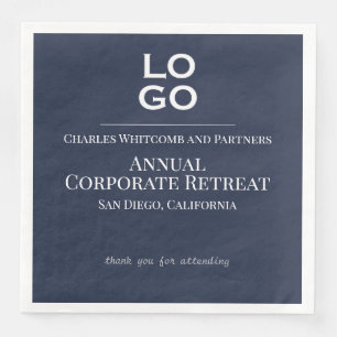 Blue Custom Logo Business or Corporate Event  Napkin