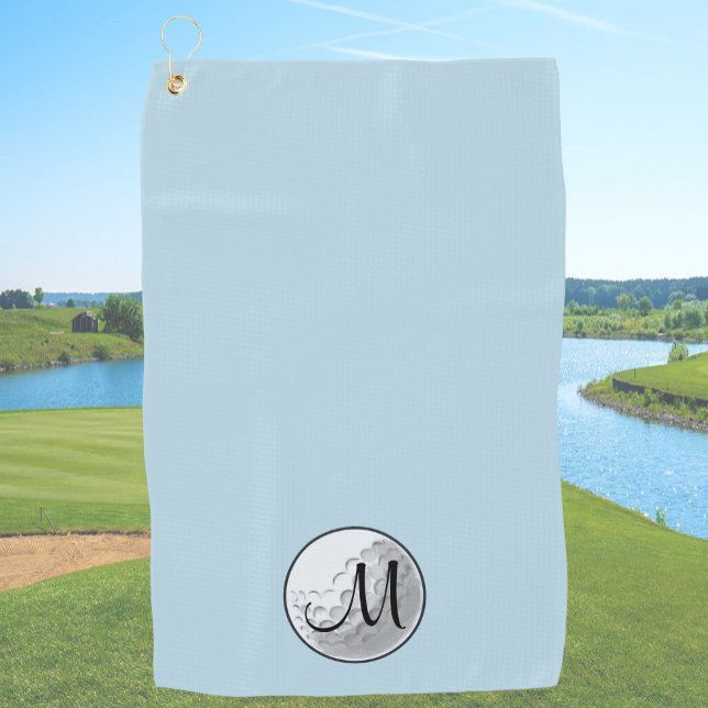 Blue custom monogram golf towel simple initial (Creator Uploaded)