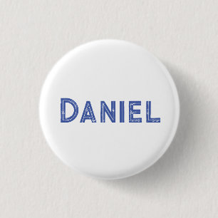 Blue custom name on white 1 inch round button