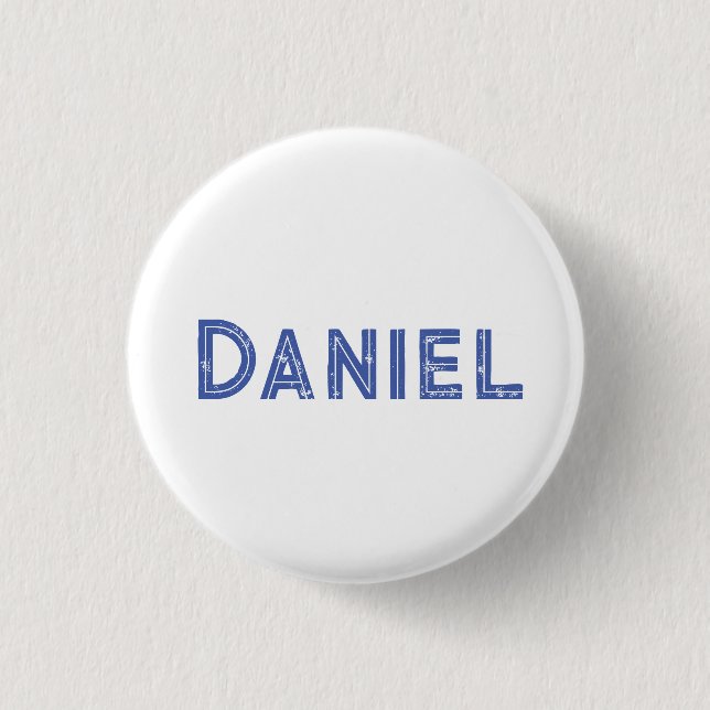 Blue custom name on white 1 inch round button (Front)