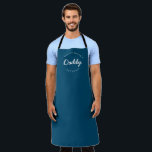 Blue Custom Name Year Master Baker Daddy Apron<br><div class="desc">Lots of talent coming out of that kitchen. Encourage Master Baker Daddy to keep those sweet treats coming with this personalized, modern and unique apron. Customize the words and established year as you need. This dad apron is blue with white type. Stylish typography style treatment. Makes for a great gift....</div>