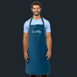 Blue Custom Name Year Master Baker Daddy Apron<br><div class="desc">Lots of talent coming out of that kitchen. Encourage Master Baker Daddy to keep those sweet treats coming with this personalized, modern and unique apron. Customize the words and established year as you need. This dad apron is blue with white type. Stylish typography style treatment. Makes for a great gift....</div>