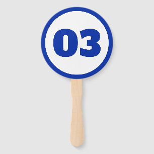 blue custom number hand fan