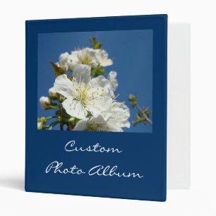 Blue custom Photo Album binder Cherry Blossoms