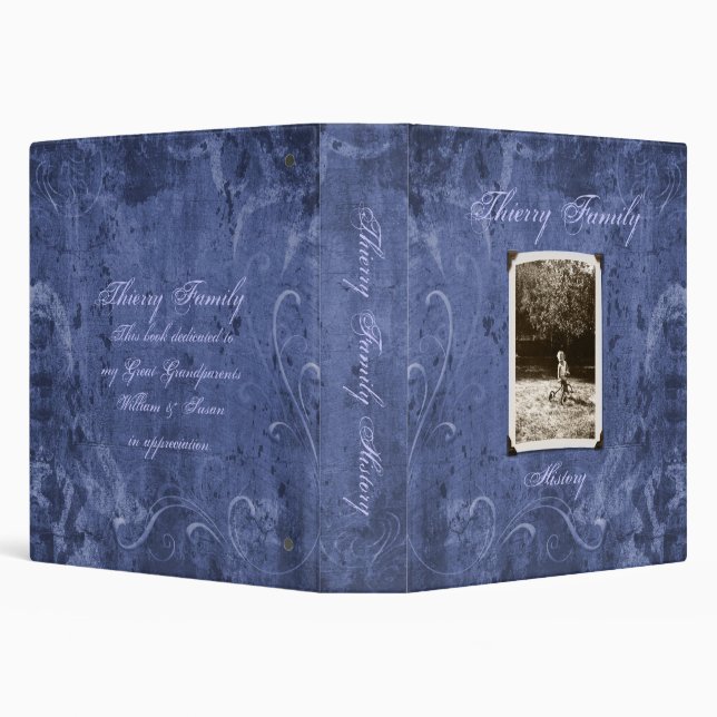 Blue Custom Photo Family History (1.5") Binder (Background)