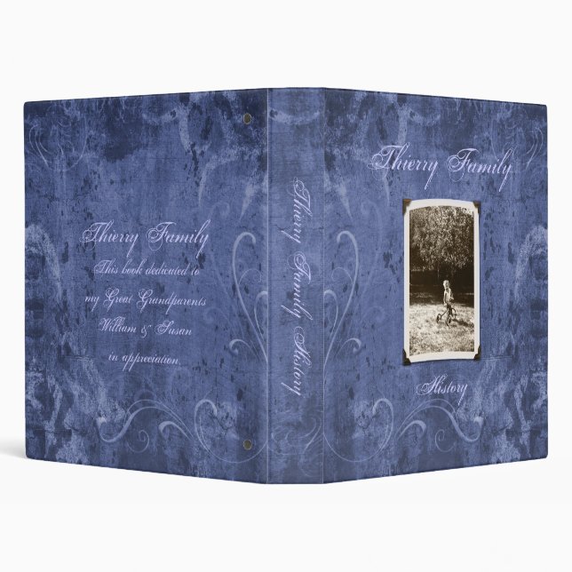 Blue Custom Photo Family History (1") Binder (Background)