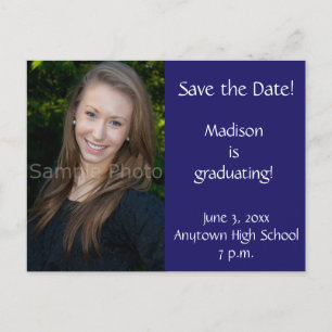 Blue Custom Photo Graduation Save the Date Card