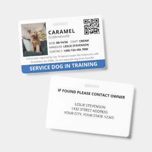Blue Custom QR Code Service Dog In Training Badge