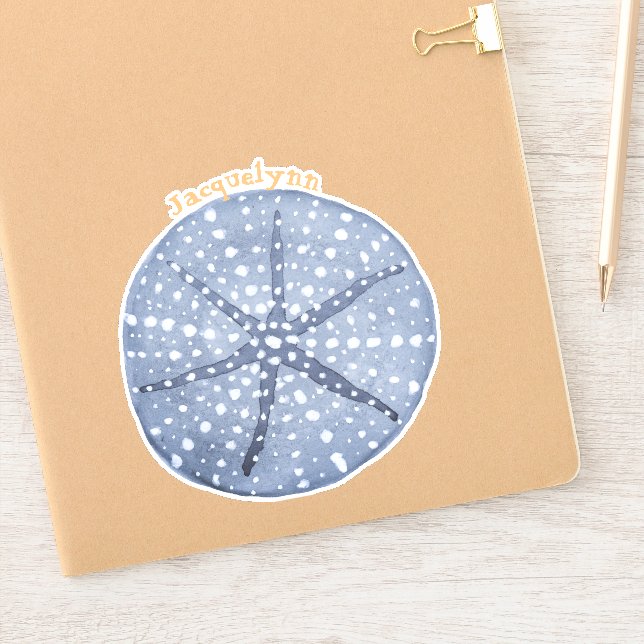 Blue Custom Sand Dollar Sticker or Label (Notebook)