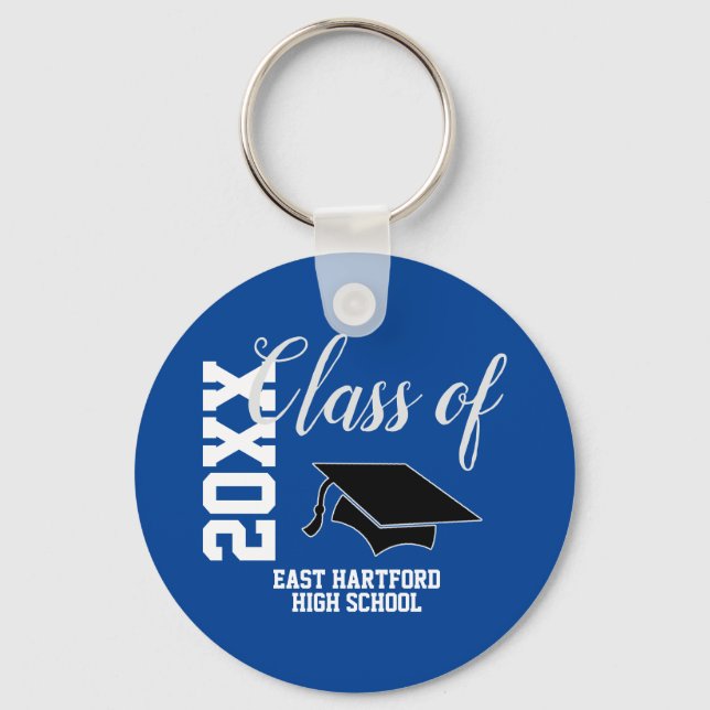 Blue Custom Senior Class 2024 Favor Keychain (Front)