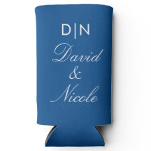 Blue Custom Text Can Cooler Personalized Sleeve