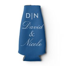 Blue Custom Text Can Cooler Personalized Sleeve