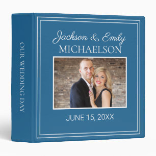 Blue Custom Wedding Photo Memory Scrapbook Binder