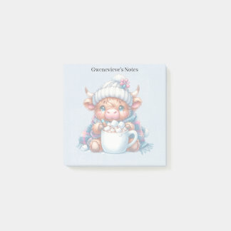 Blue Custom Winter Highland Cow/Bovine  Post-it Notes