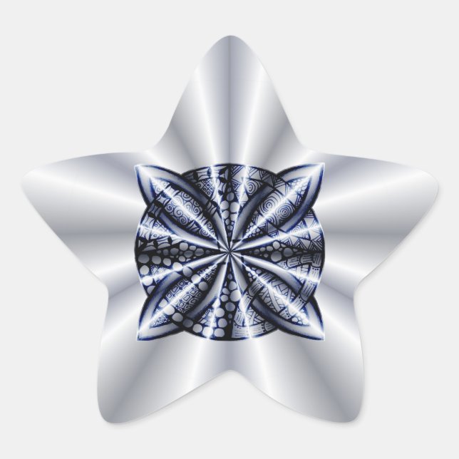Blue Customizable Celtic Knot Original Art Star Sticker (Front)