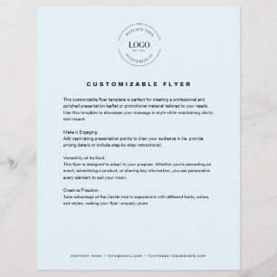 BLUE Customizable logo text contact info business Flyer